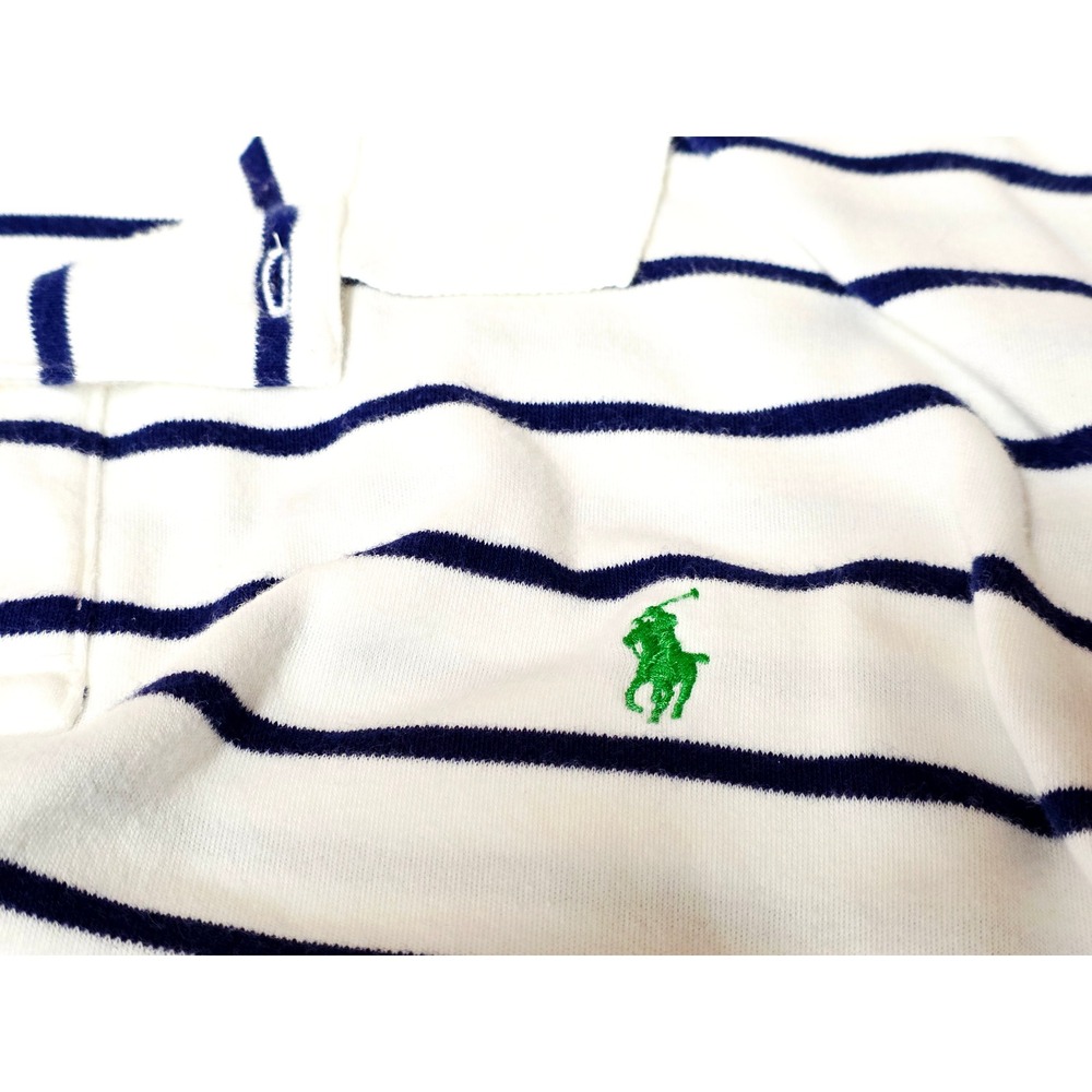 Polo Ralph Lauren Polo Shirt Men XL White Navy Blue Striped Cotton Short Sleeve - Picture 5 of 7